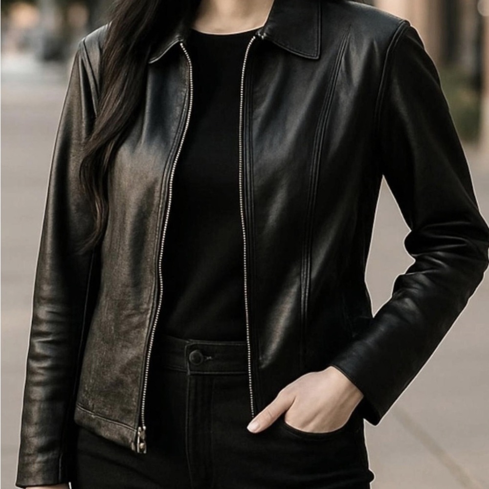 Sonoma Lambskin leather Jacket Size Medium Black